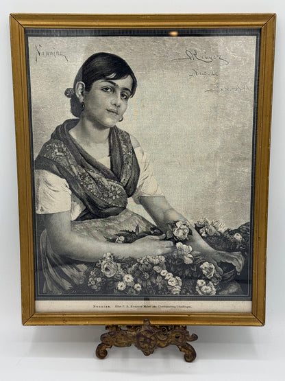 Nannina. Antik dansk træsnitsgravering. Fra 1881