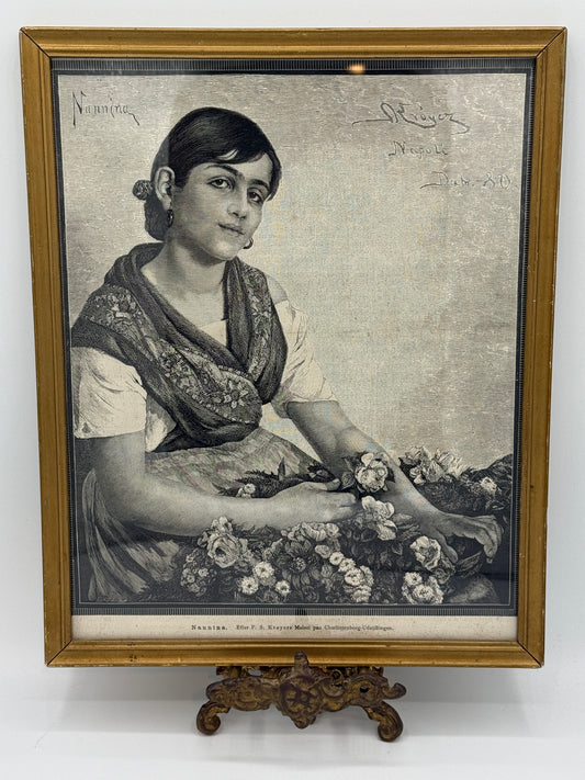 Nannina. Antik dansk træsnitsgravering. Fra 1881
