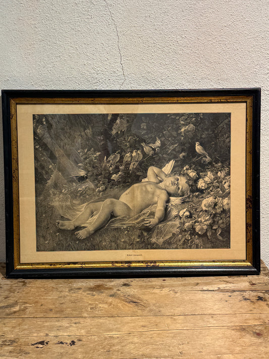 Amor Vaagner. Antique Danish woodcut engraving. From 1896.