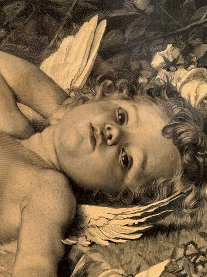 Amor Vaagner. Antik dansk træsnitsgravering. Fra 1896