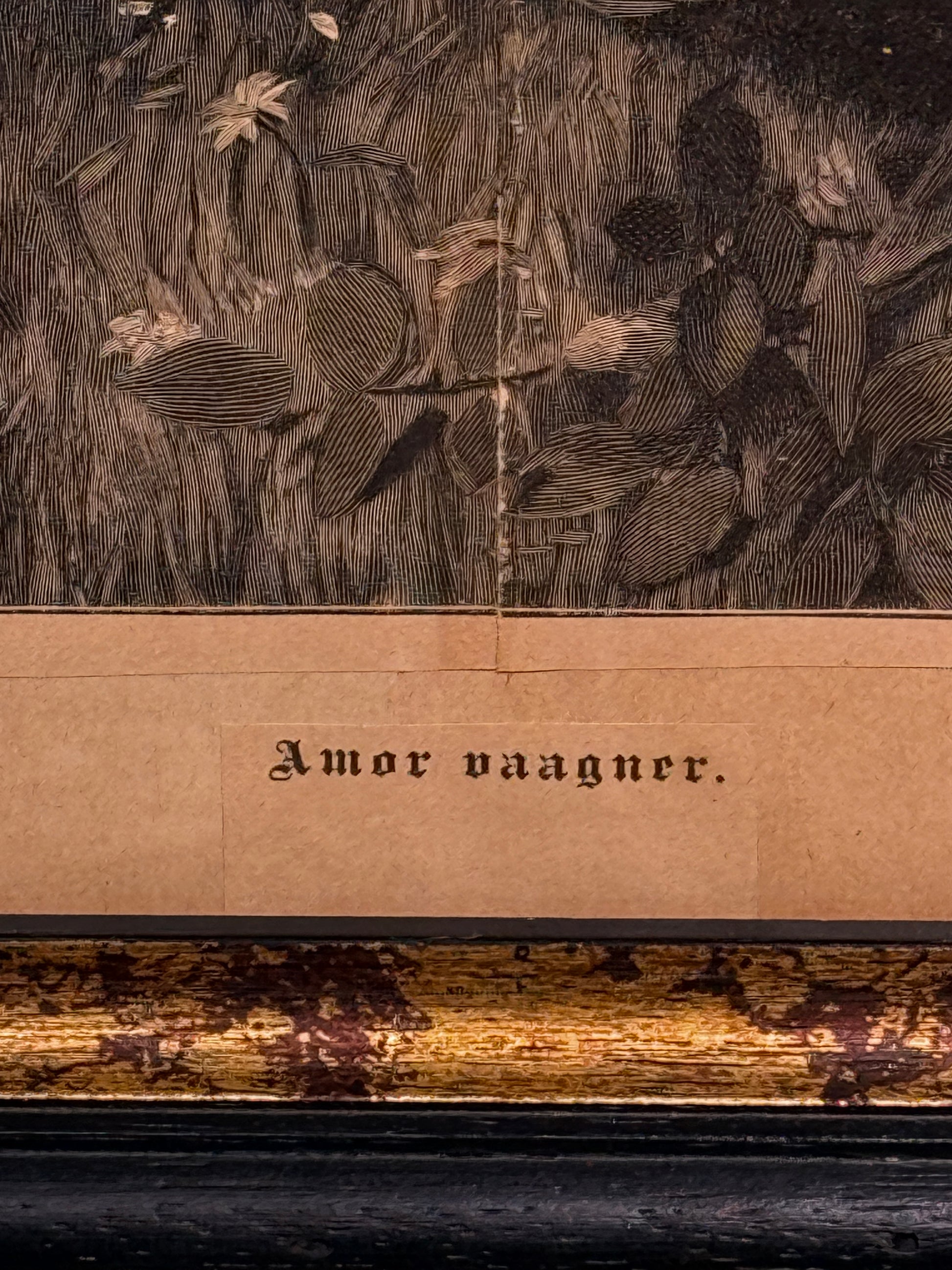 Amor Vaagner. Antik dansk træsnitsgravering. Fra 1896