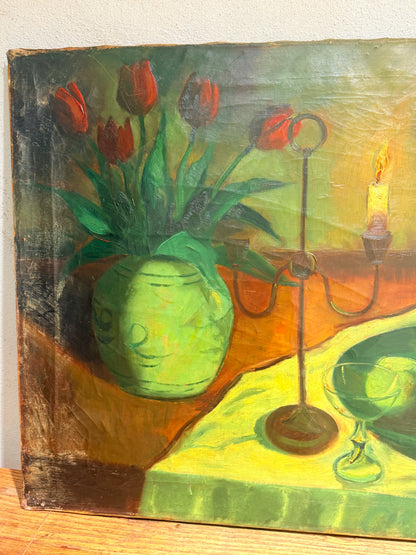 Willy Bille (f.1889-1944). Stillebens oliemaleri. Fra 1930érne.