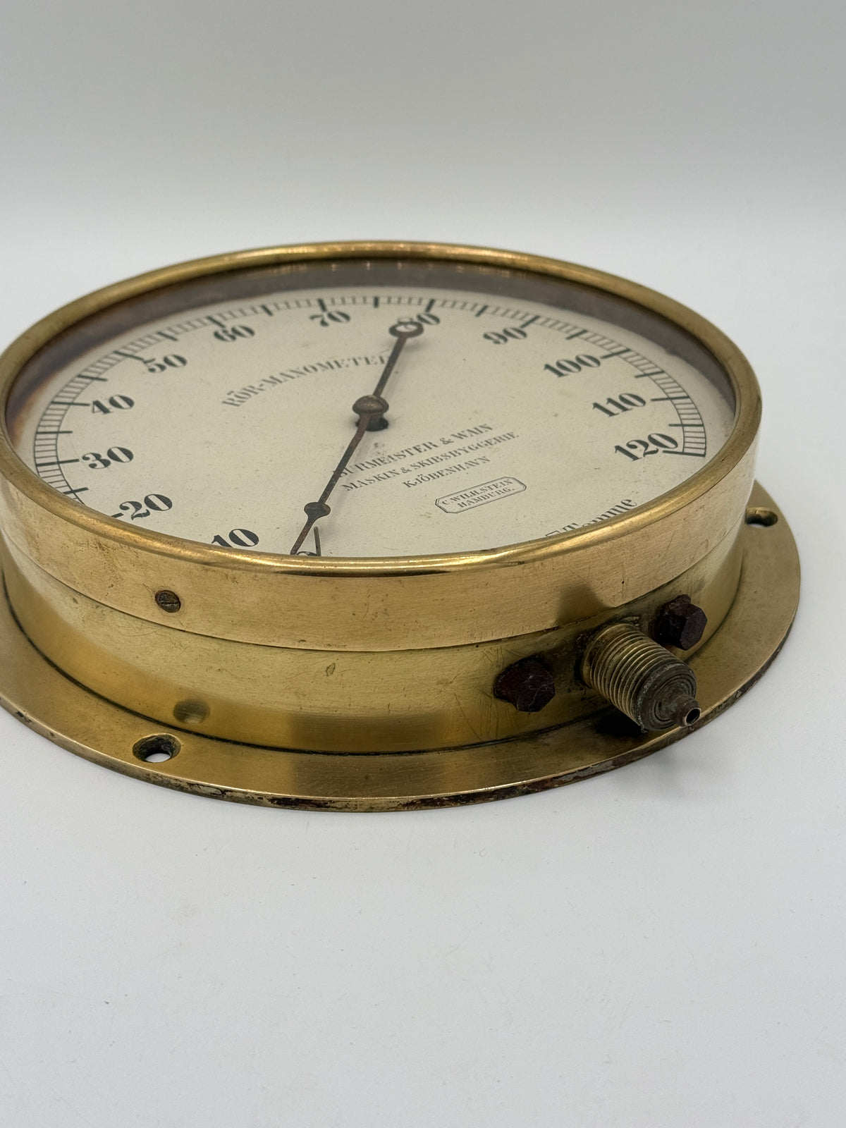 Antik Burmeister & Wain Rör-Manometer. Fra slut 19. Årh