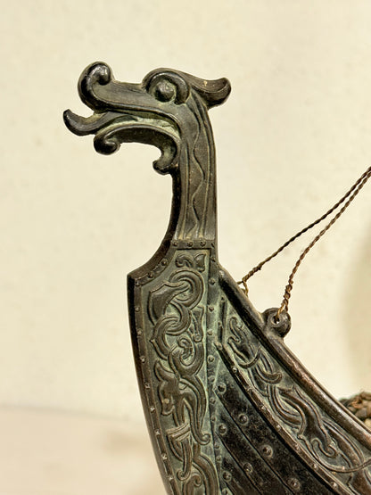 Edward Aagaard, ældre bronze Viking Drageskib, fra midt 1900 tallet.