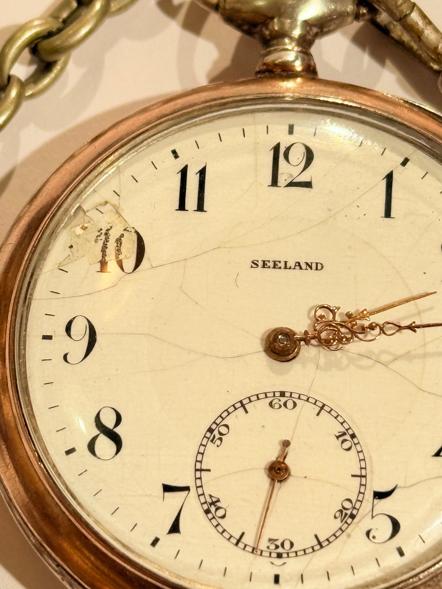 Sealand, 1900'tallet, manuelt lommeur, kæde, antik, vintage, stort, start, 1900'tallet