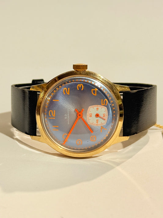 Vintage SD orange manuelt armbåndsur. Fra 1970erne.