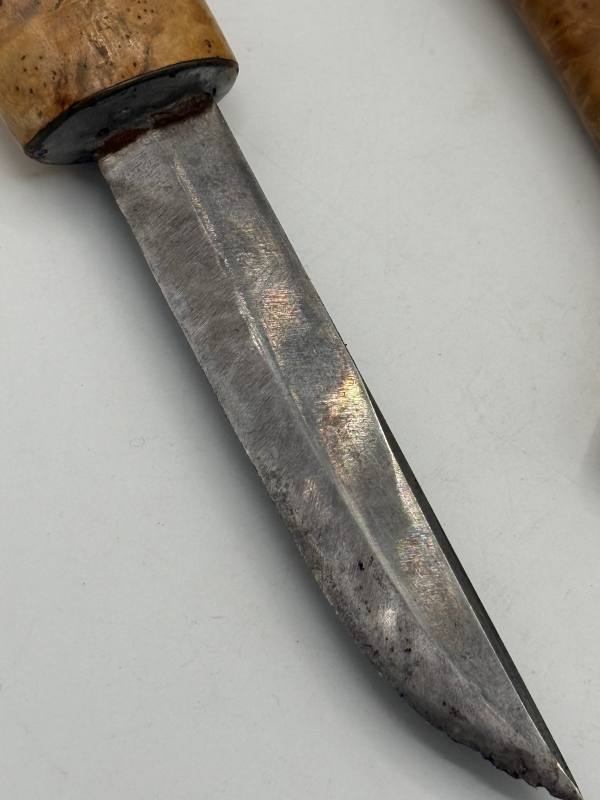 Vintage knife with a wooden handle, made in Denmark in the mid-20th century. Signed