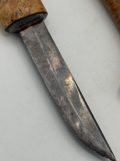 Vintage knife with a wooden handle, made in Denmark in the mid-20th century. Signed
