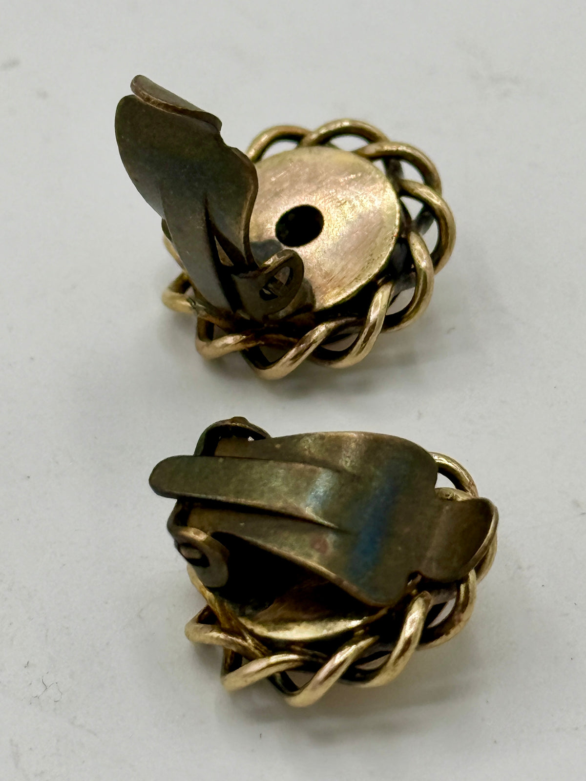 Antikke brilliant & 14 K. Guld dome øreclips. Fra 19.Årh