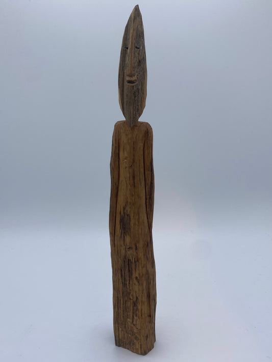 Håndskåren skandinavisk Maske mand pinde-figur. Slut 20. Århundrede