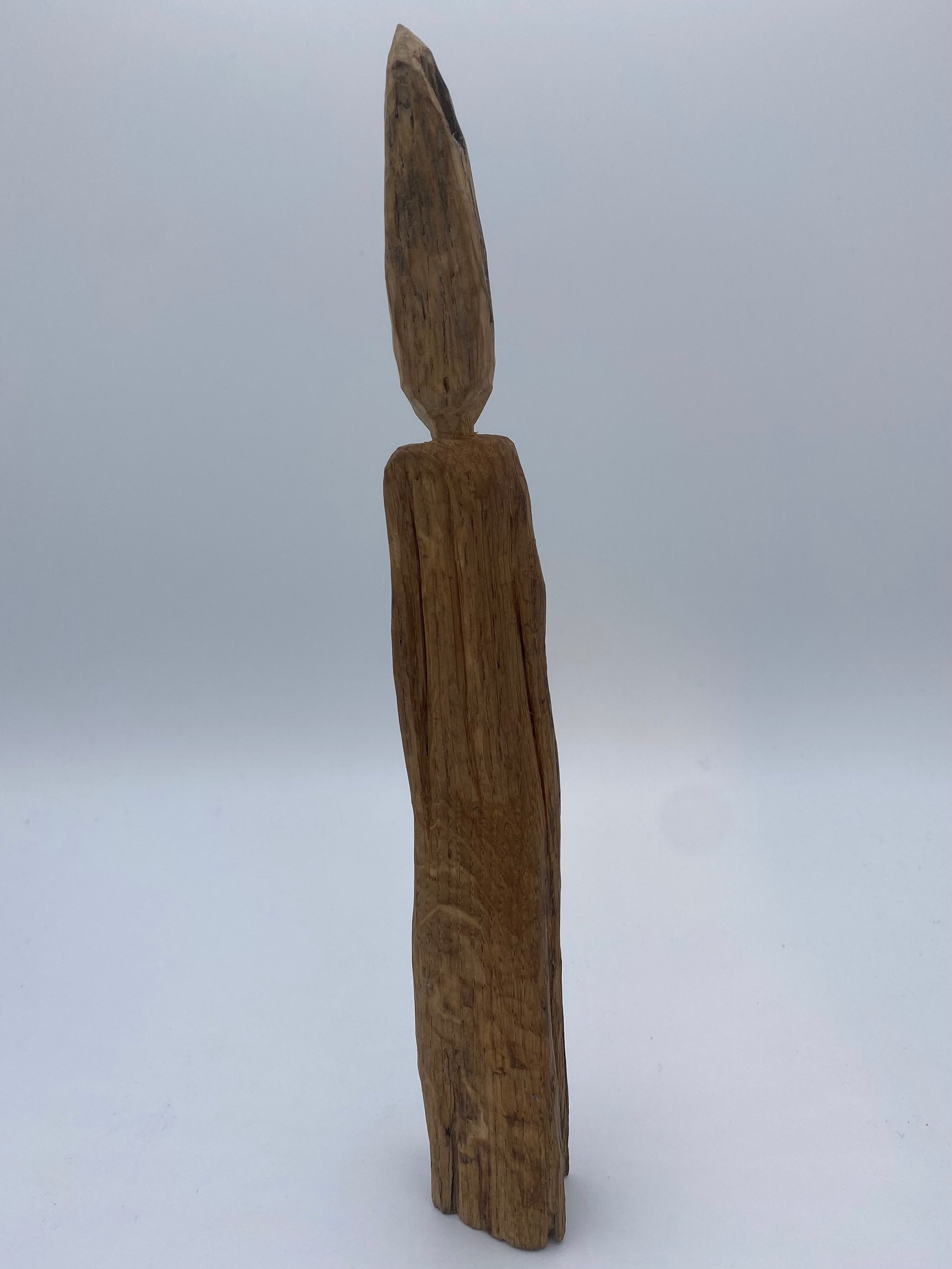 Håndskåren skandinavisk Maske mand pinde-figur. Slut 20. Århundrede