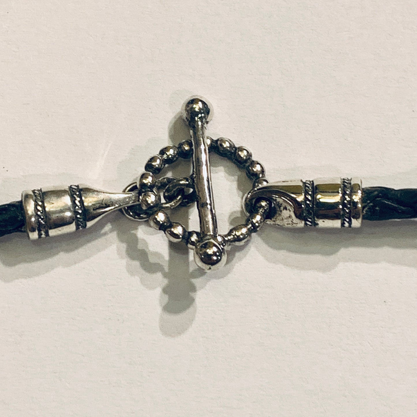 Large antique Thor's hammer in cow bone and sterling silver.