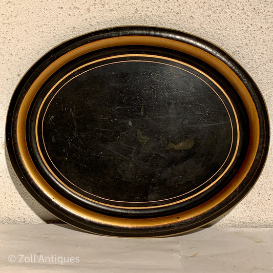 Antik sortmalet metalbakke, fra slut 1800/start 1900 tallet