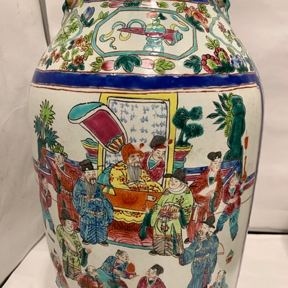 Ældre store kinesiske Guangzhou porcelæns gulvlamper, stemplet.