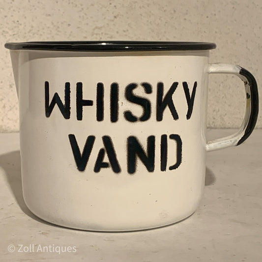 Vintage WHISKY WATER enamel jug.