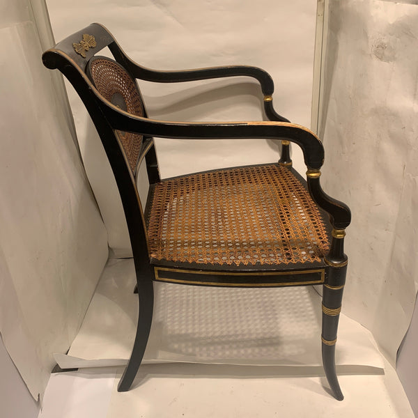 2 stk. Regency sortlakeret stole, England, fra start 1800 tallet.