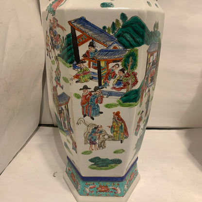 Older large Chinese Guangzhou porcelain floor lamps.