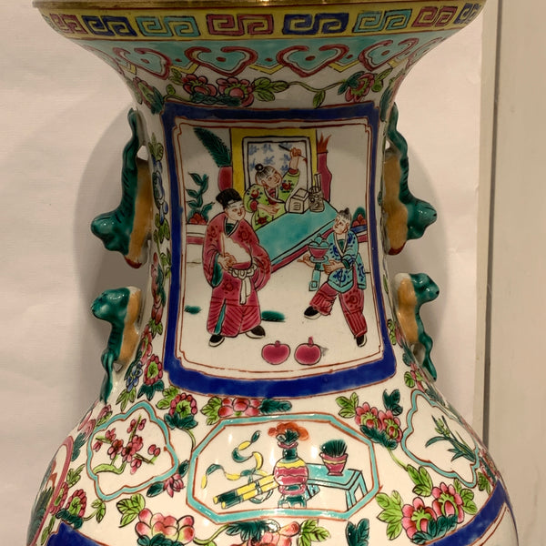 Ældre store kinesiske Guangzhou porcelæns gulvlamper, stemplet.