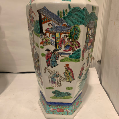 Older large Chinese Guangzhou porcelain floor lamps.
