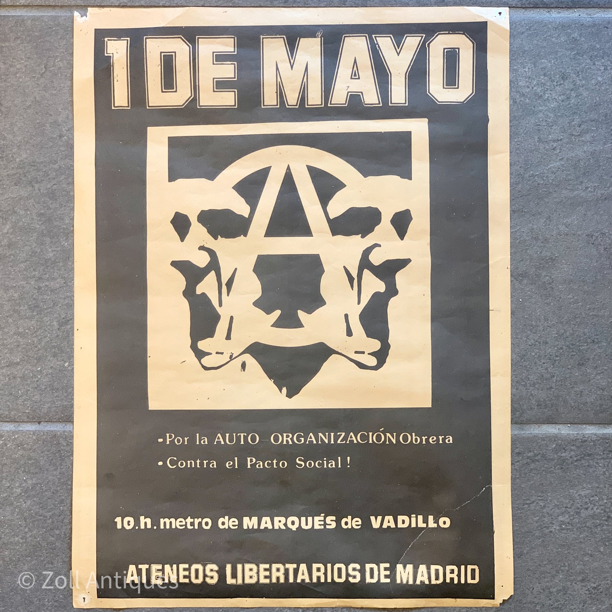 Original spansk anarkistisk demo plakat, fra 1980érne.