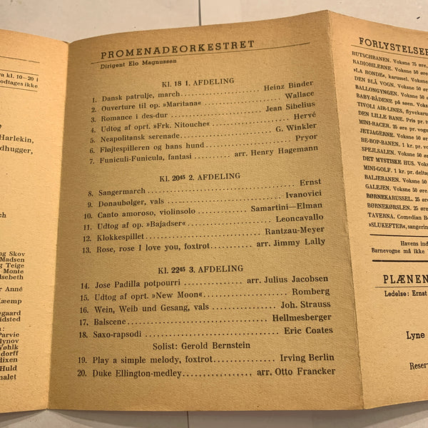 Ældre originalt TIVOLI program fra 1951.