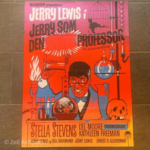 Jerry Lewis, Den skøre professor, premiere plakat, fra 1963.