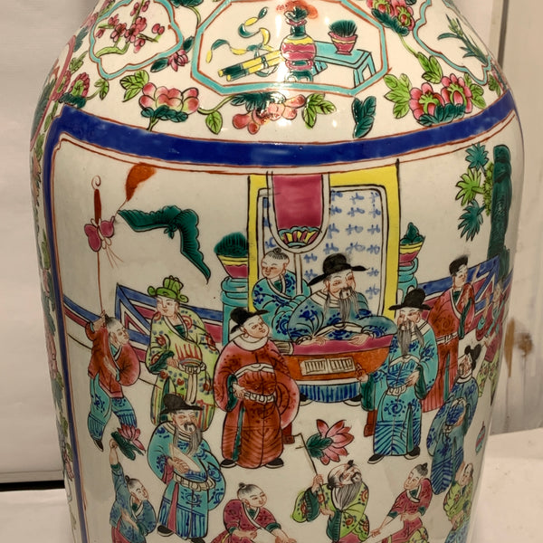 Ældre store kinesiske Guangzhou porcelæns gulvlamper, stemplet.