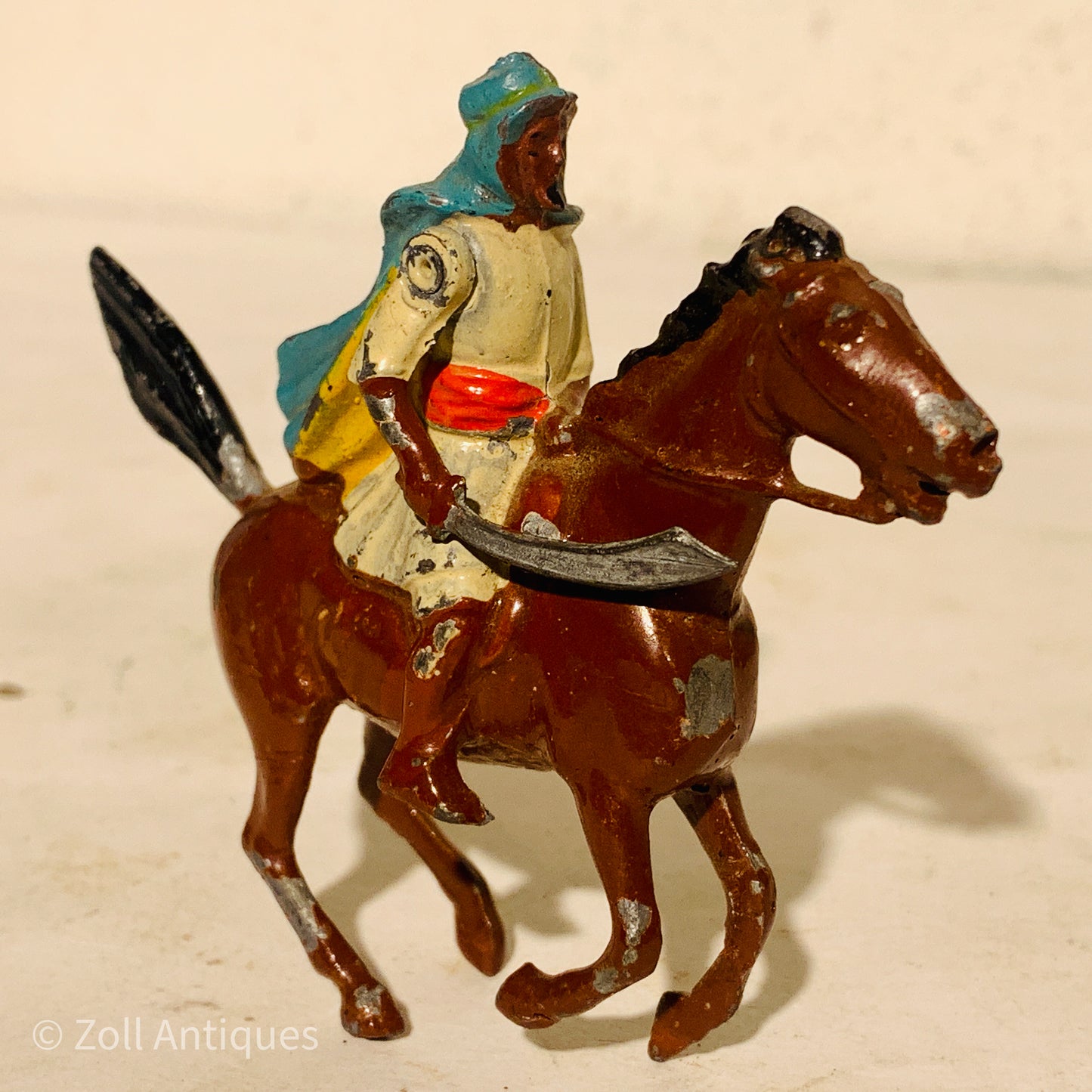 Antique Britains Deetail tin soldier, Arab on horse, from start 1900s.