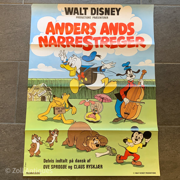 Original dansk Walt Disney film plakat, fra 1960/70erne