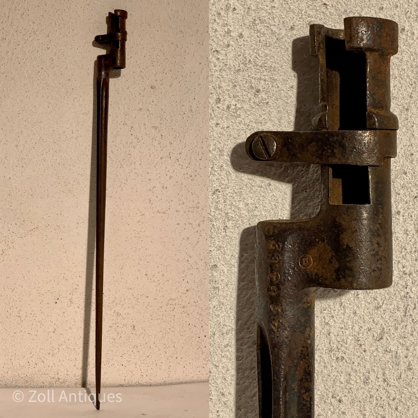 Antik dølle bajonet, fra 1700/1800 tallet.