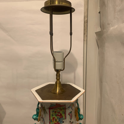 Older large Chinese Guangzhou porcelain floor lamps.