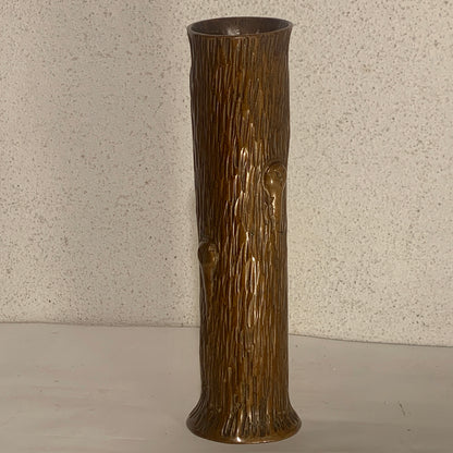 Antik bronze blomstervase, iform af træstamme, fra start 1900 tallet