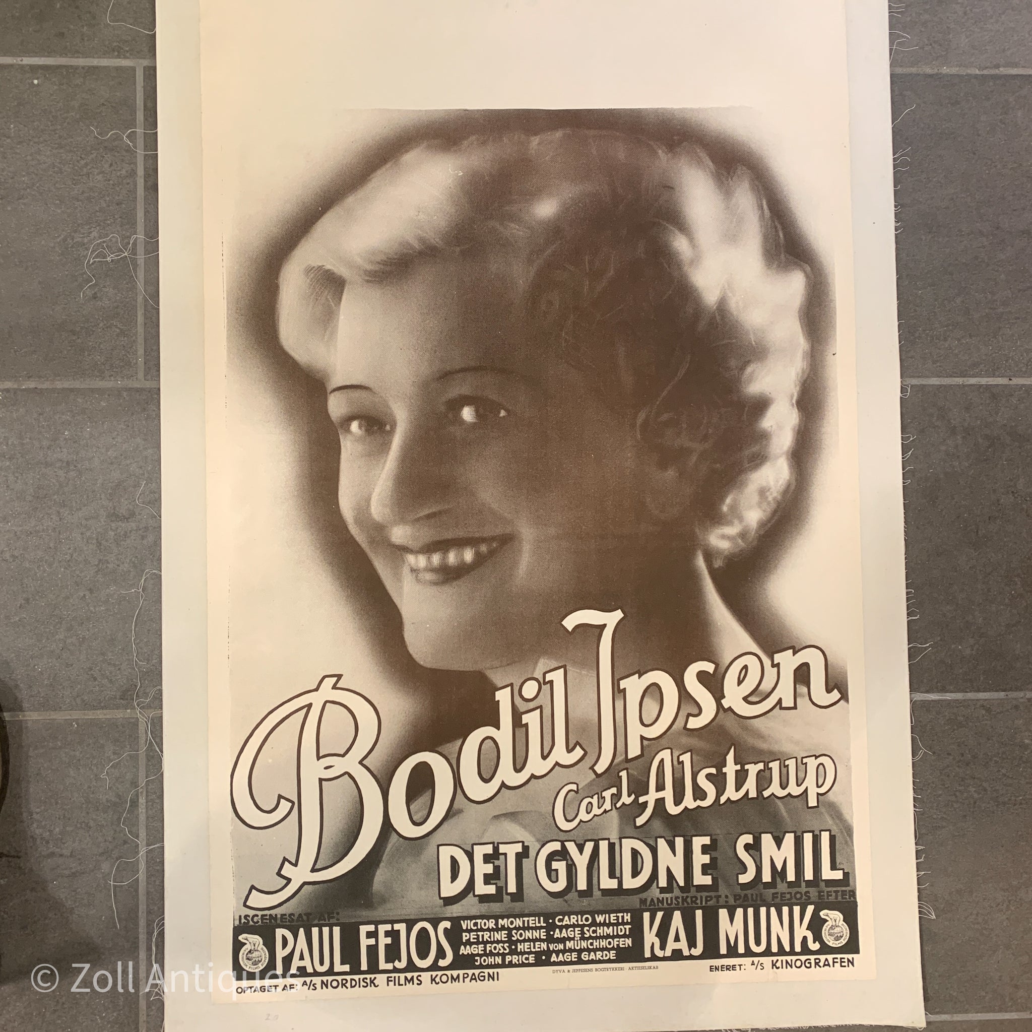 Original dansk Bodil Ipsen film plakat, fra 1930érne.