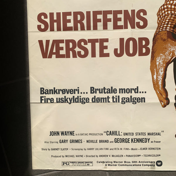 Original dansk Sheriffens værste job John Wayne film plakat fra 1973