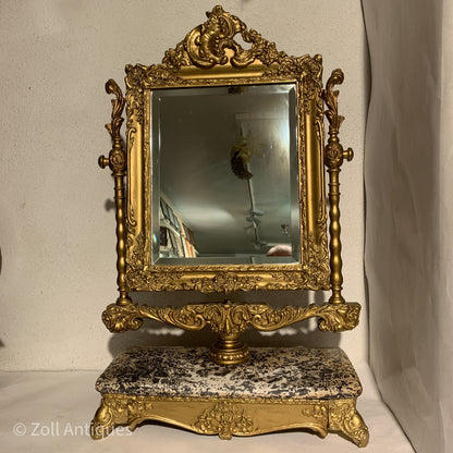 Antik forgyldt facetslebet bordspejl