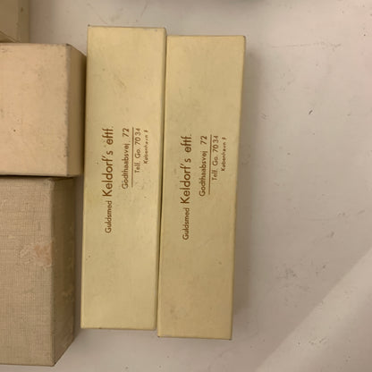 Samling vintage sølvbestik æsker