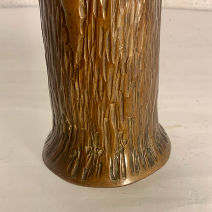 Antik bronze blomstervase, iform af træstamme, fra start 1900 tallet