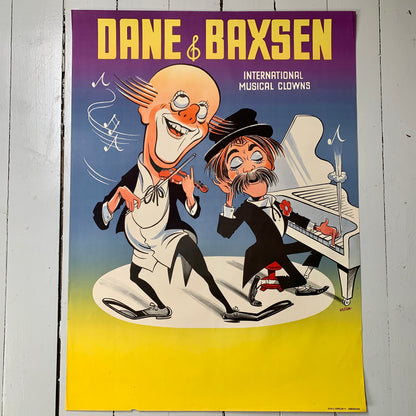 Original Dane &amp; Baxsen clown poster, from the 1960s.