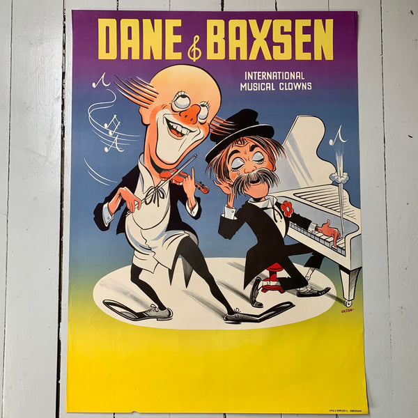 Original Dane & Baxsen klovne plakat, fra 1960érne.