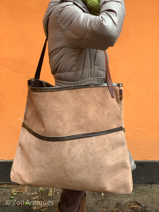 Large hand-sewn leather shoulder bag, Kim Zoll Designs.