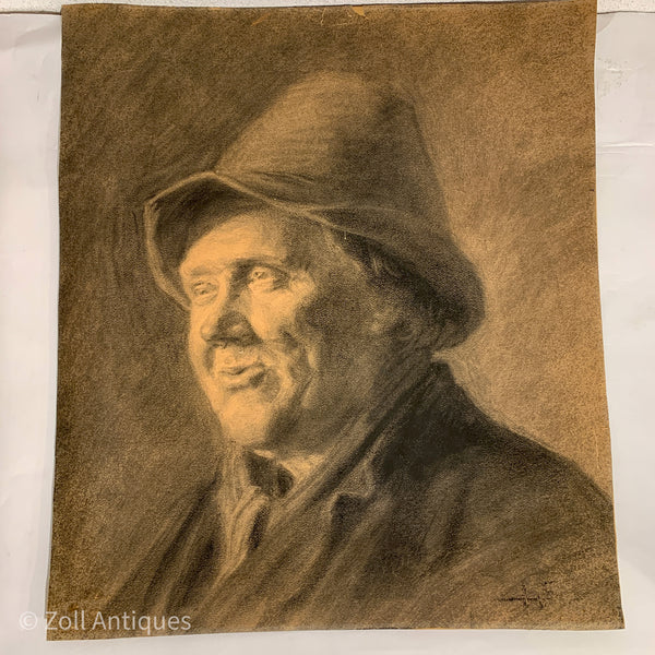 Henrik Schouboe (f.1876-1949) original portræt kultegning.
