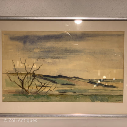 Johannes Bæch (f.1920-2002) akvarel fra 1965