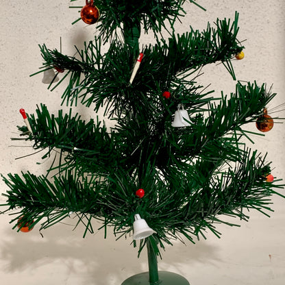 Gammelt julepynt, vintage plastik juletræ, midt/slut 1900 tallet.