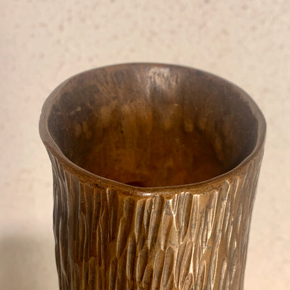Antik bronze blomstervase, iform af træstamme, fra start 1900 tallet