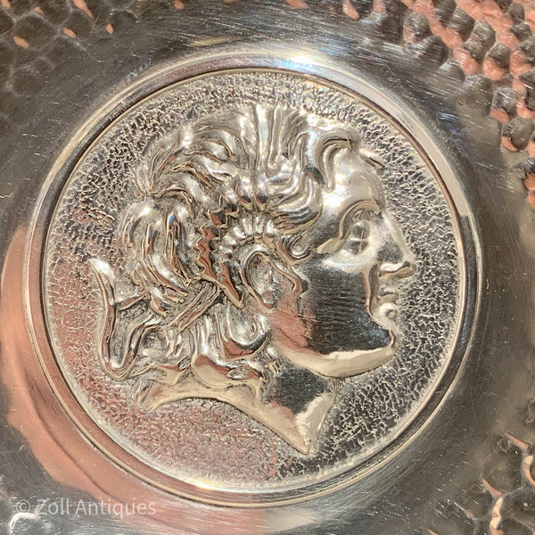 Græsk sterling sølv skål med Ammon relief portræt