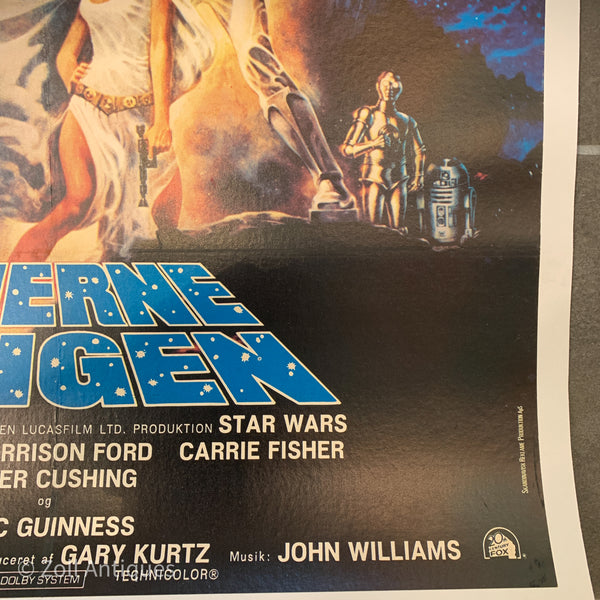 Original Stjernekrigen (Star Wars) 1977 dansk premiere film plakat