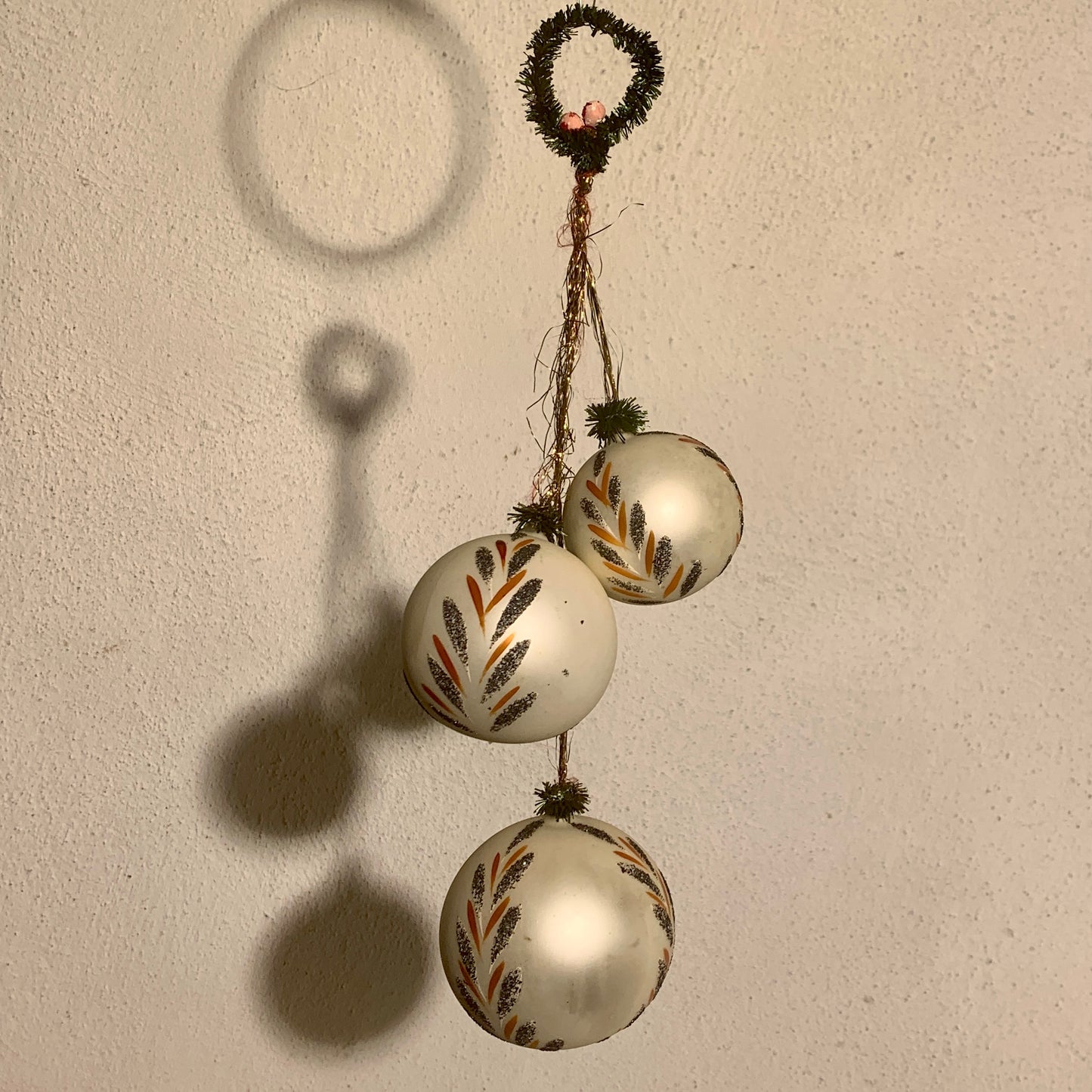 Old Christmas ornament, glass ball decoration, from the 1960s.