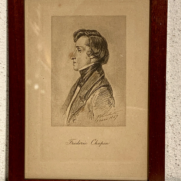 Franz Xaver Wintherhalter (f.1805-1873) Originalt kobberstik af Chopin, fra 1800 tallet.