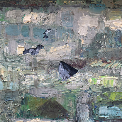 Villy Stenstrup Jensen (f.1919-1995) kubistisk oliemaleri på lærred.