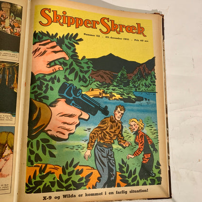 Skipper Skræk 1951 nr.1-52, 1.Udgave 1.Oplag, samlet i læderindbundet bog.
